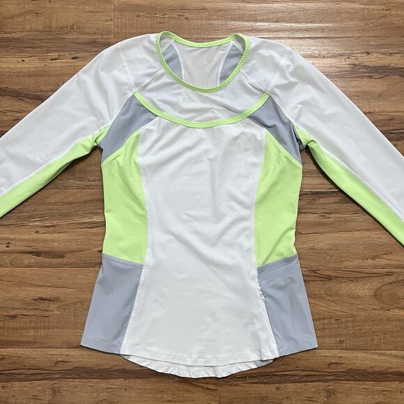 lululemon athletica Tops - Lululemon Women Trail Bound Long Sleeve White Clear Mint Green Thumbhole Shirt 6
